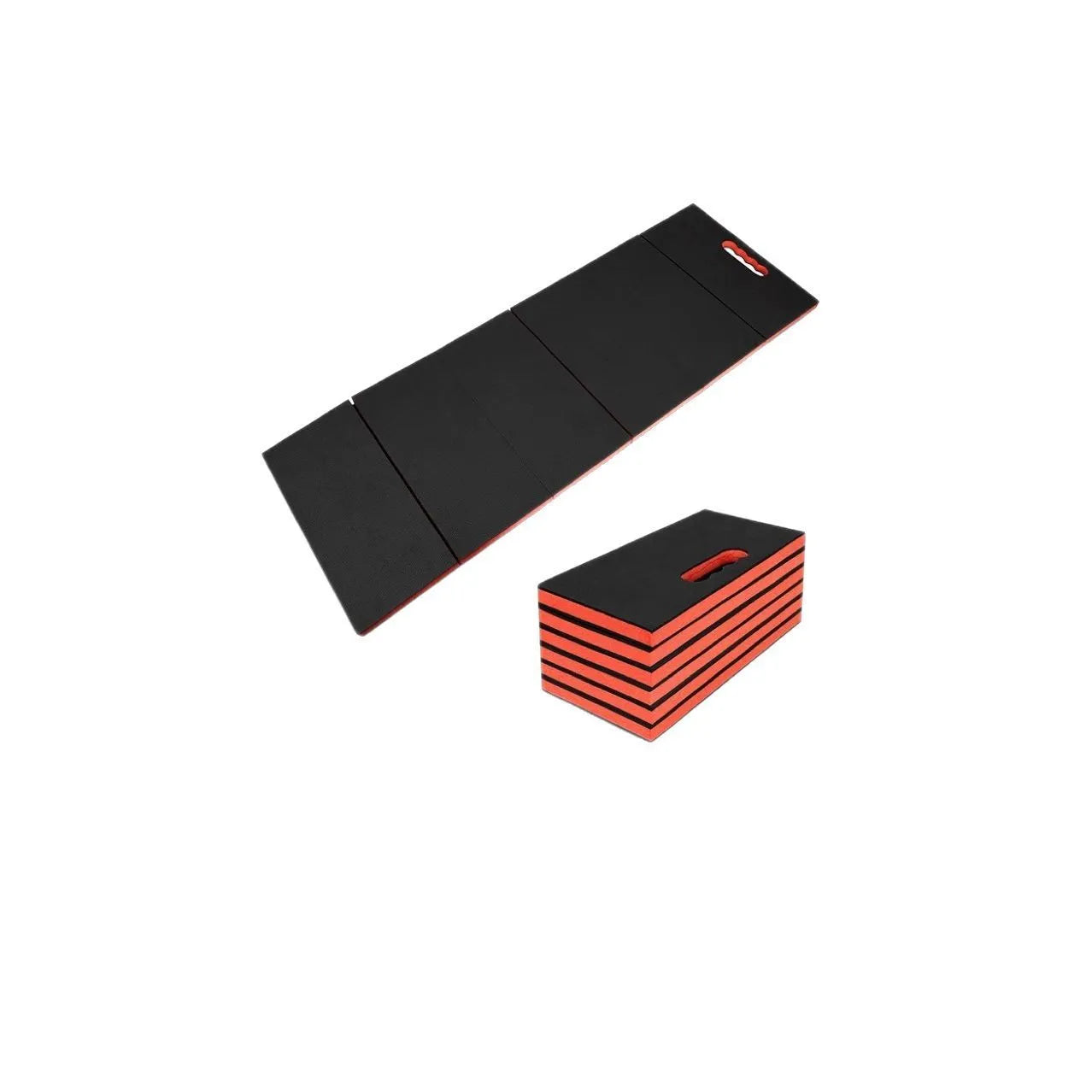 Grey EVA foam folding kneeling mat for car repair and maintenance tasks.
