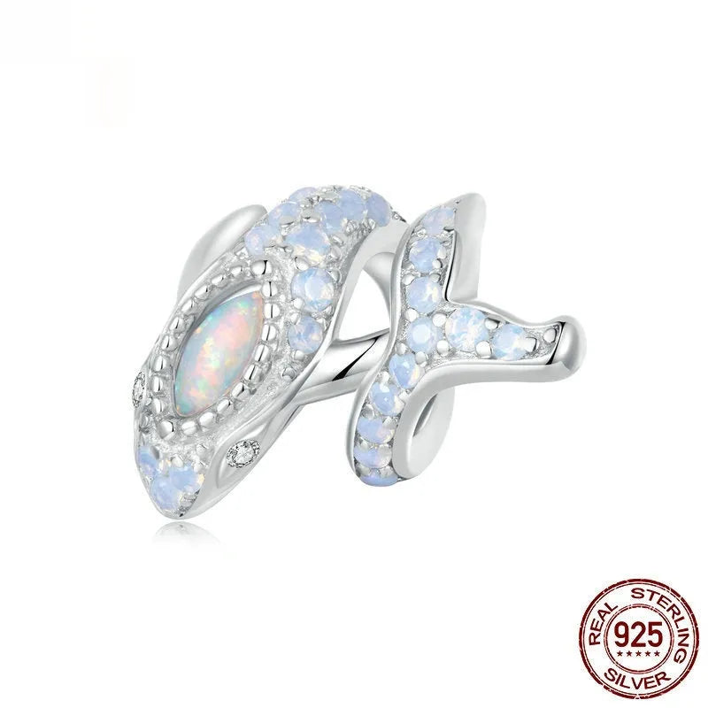 Ocean Wind Series 925 silver DIY bracelet beads with shell pattern and starfish element, 10x12mm size