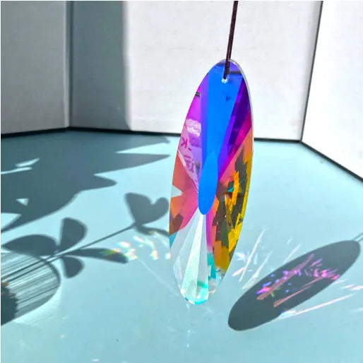Rainbow electroplated crystal Christmas tree garden decoration pendant with hanging chain