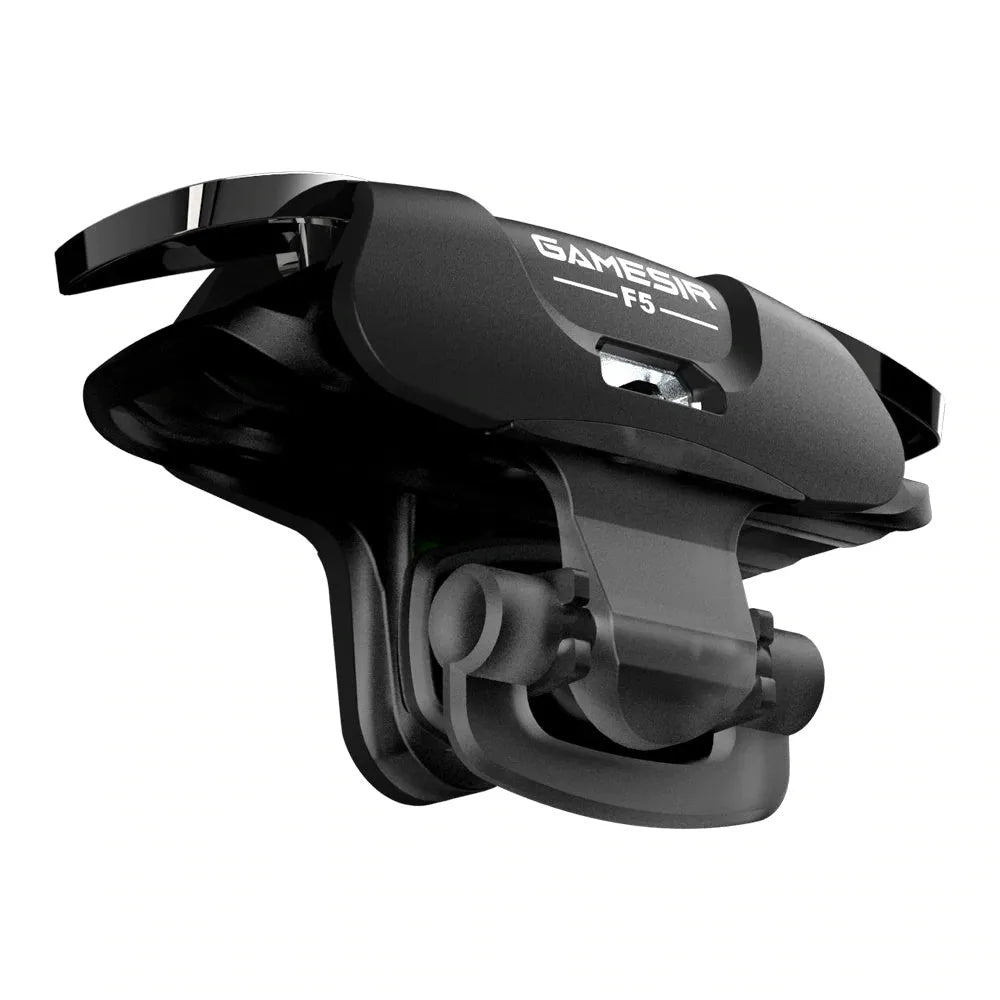 Black F5 USB game controller for mobile phones showing compact 5 cm handheld design.