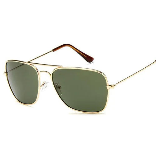 Retro anti-UV square sunglasses with resin lens in green and grey colours unisex