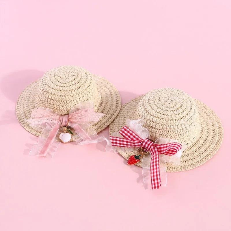 Handmade adjustable bow knot paper pet hat in cartoon style for dogs and cats, shown in multiple colours.