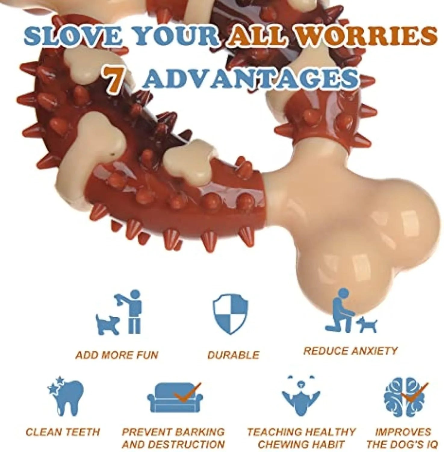 Bone-shaped natural rubber dog chewing toy shown in two different sizes on a plain background