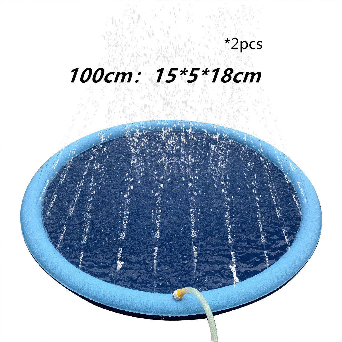 Blue non-slip PVC splash pad 150cm inflated for kids and pet dog outdoor summer water play