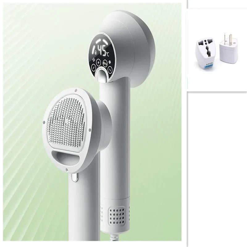 Smart pet hair dryer in white with blow and comb function for dog cat grooming