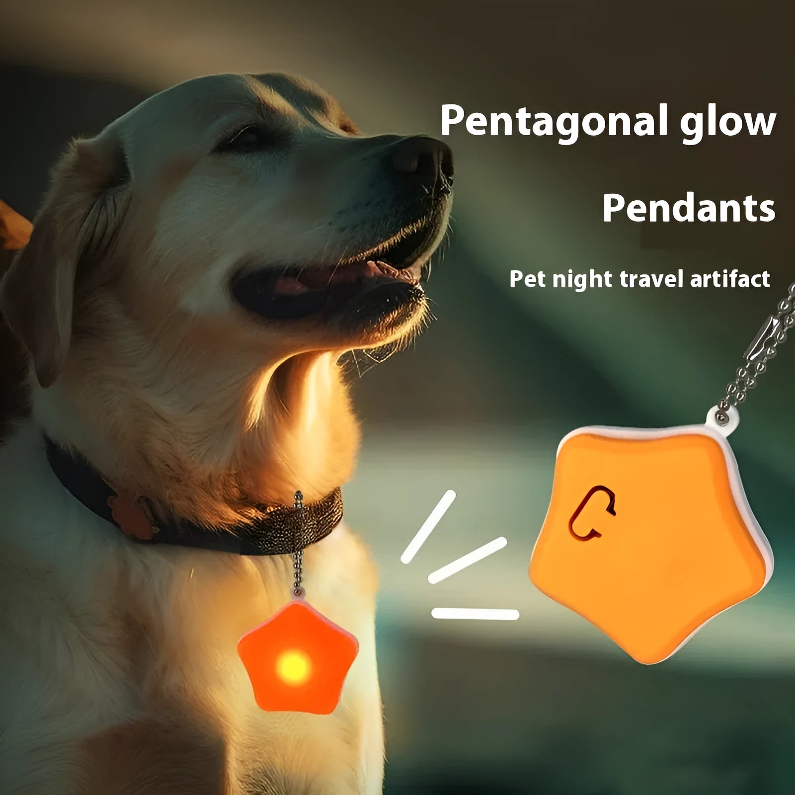 Blue rechargeable silicone pendant safety light for pets with three lighting modes
