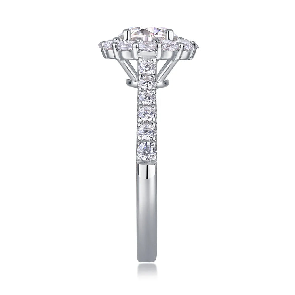 True Love 1-carat moissanite wedding ring set S925 silver platinum-plated in gift box with GRA certificate