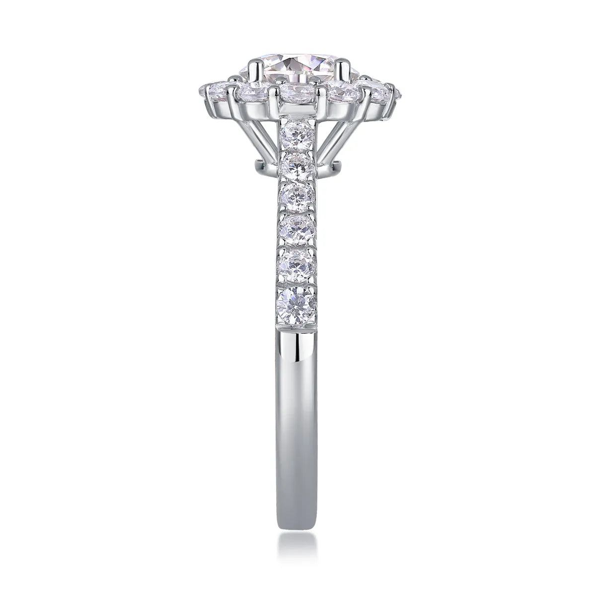 True Love 1-carat moissanite wedding ring set S925 silver platinum-plated in gift box with GRA certificate