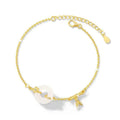 Silver gold bracelet with peace buckle clasp and white chalcedony starry sky design elements