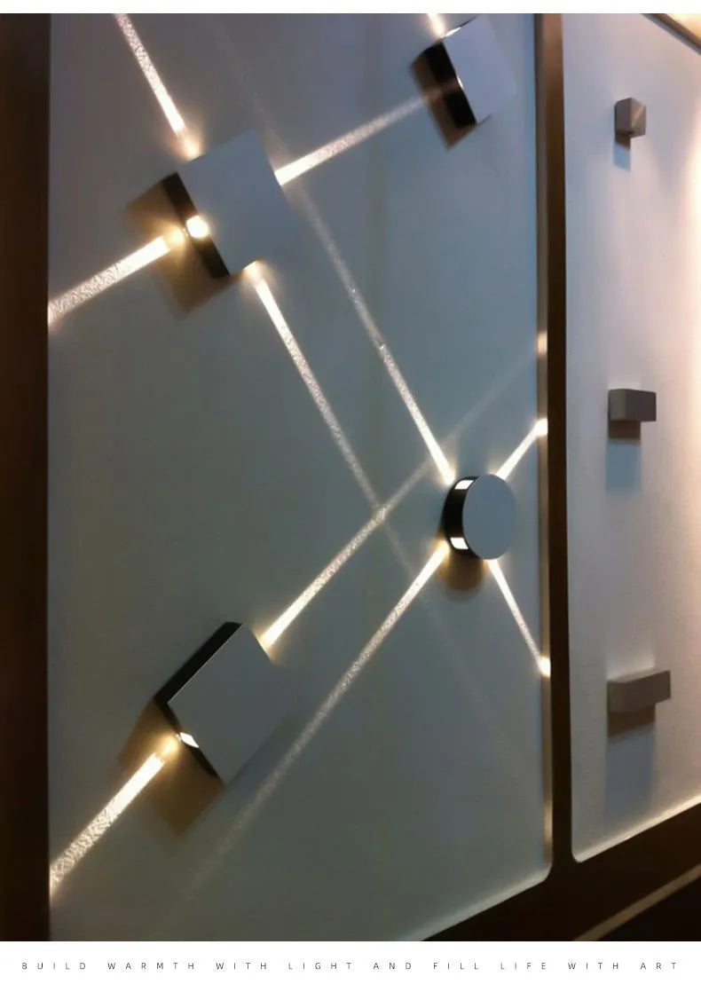 Square and round modern LED wall light with aluminium body and iron lampshade