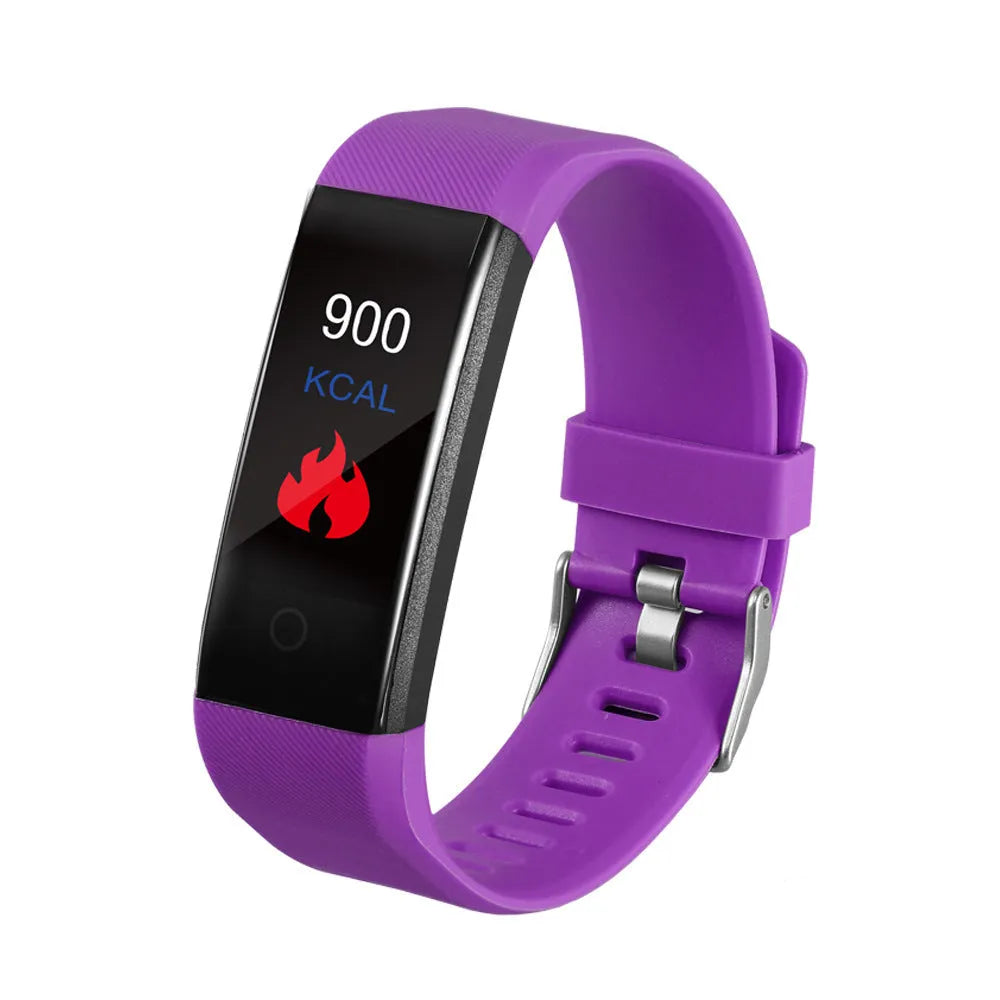 Children's Bluetooth smart bracelet in black with step counting message reminder sleep monitoring touch operation