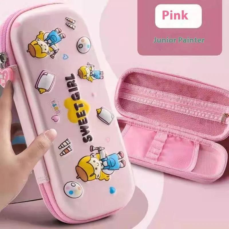 3D leather pencil case with astronaut pattern design showing textured surface and structured box shape
