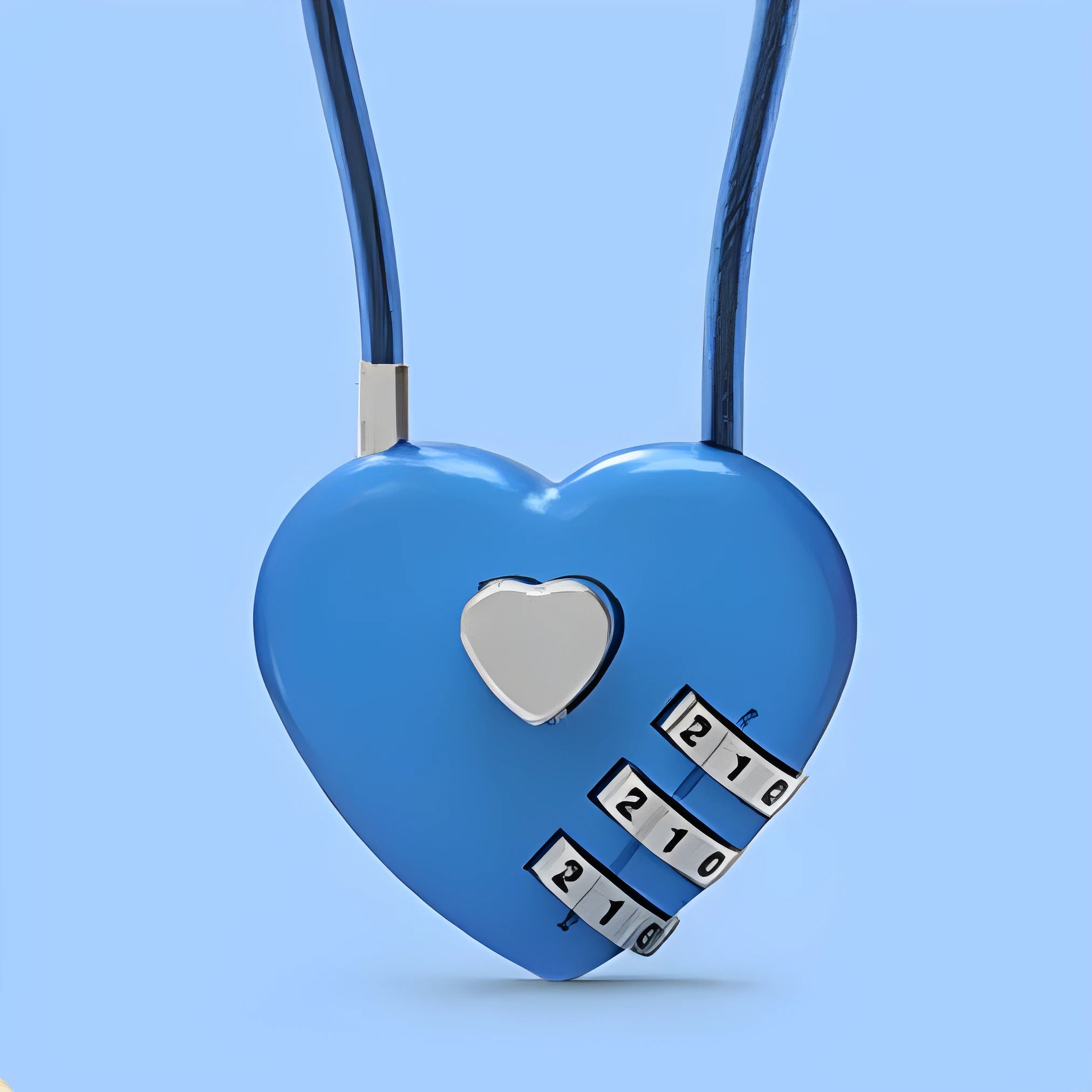 Peach Heart shaped wire rope lock in ABS plastic for securing bicycle helmets.