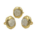 Women's copper gold-plated double ring with shell colour and roses grain texture