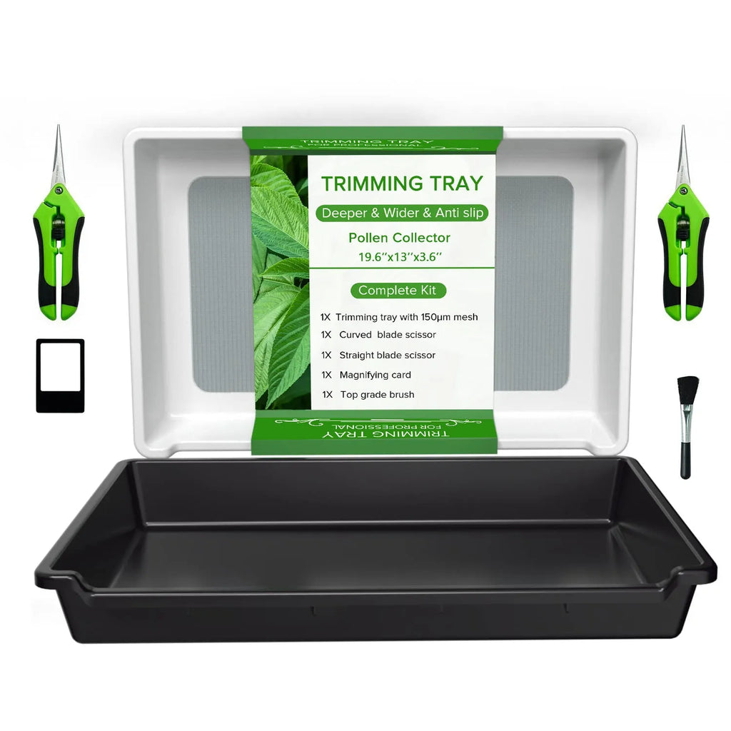Shallow cut flower pollen tray in plastic and stainless steel for farm use, available in six colours