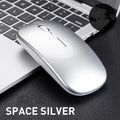 Three-piece office gift set with thin wireless mouse, USB drive, and pen in multiple colours with custom LOGO option