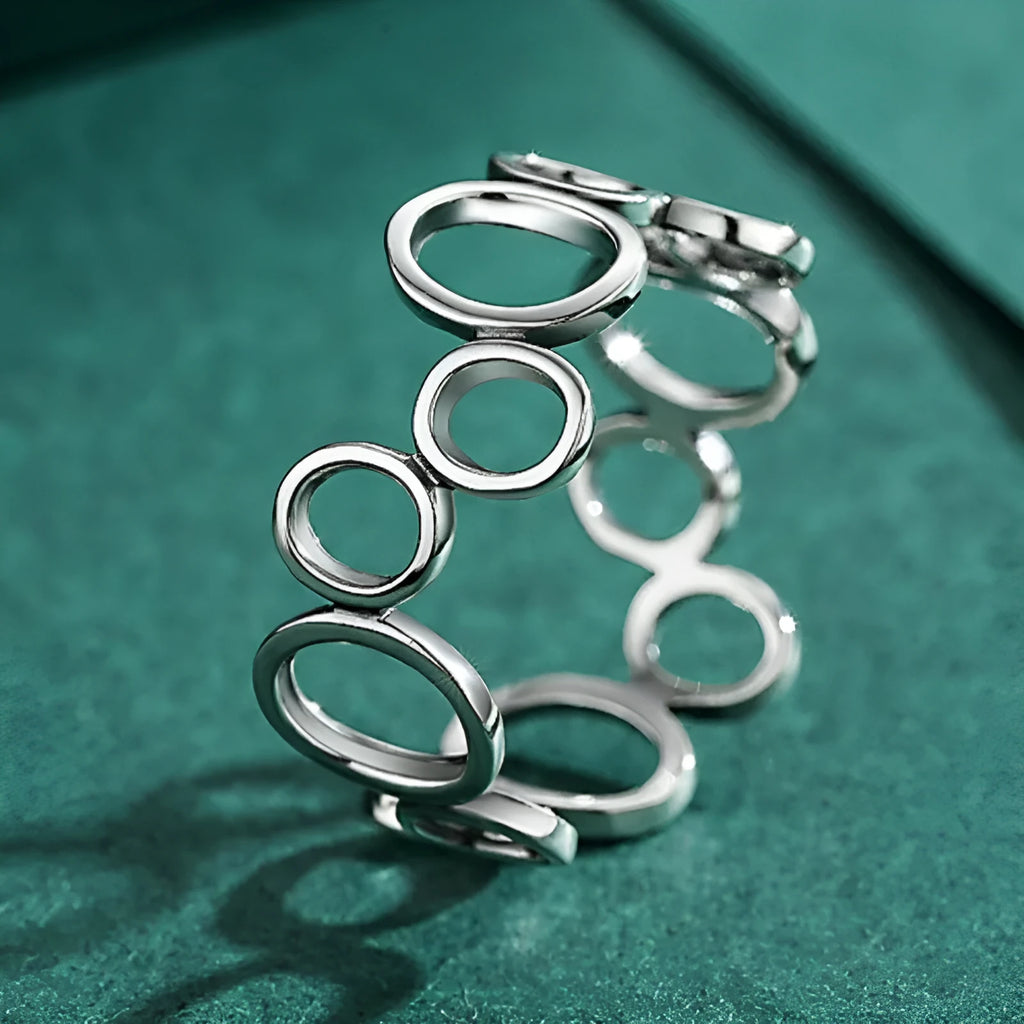 S925 silver geometric ellipse ring for women, US sizes 5-9, plain silver band