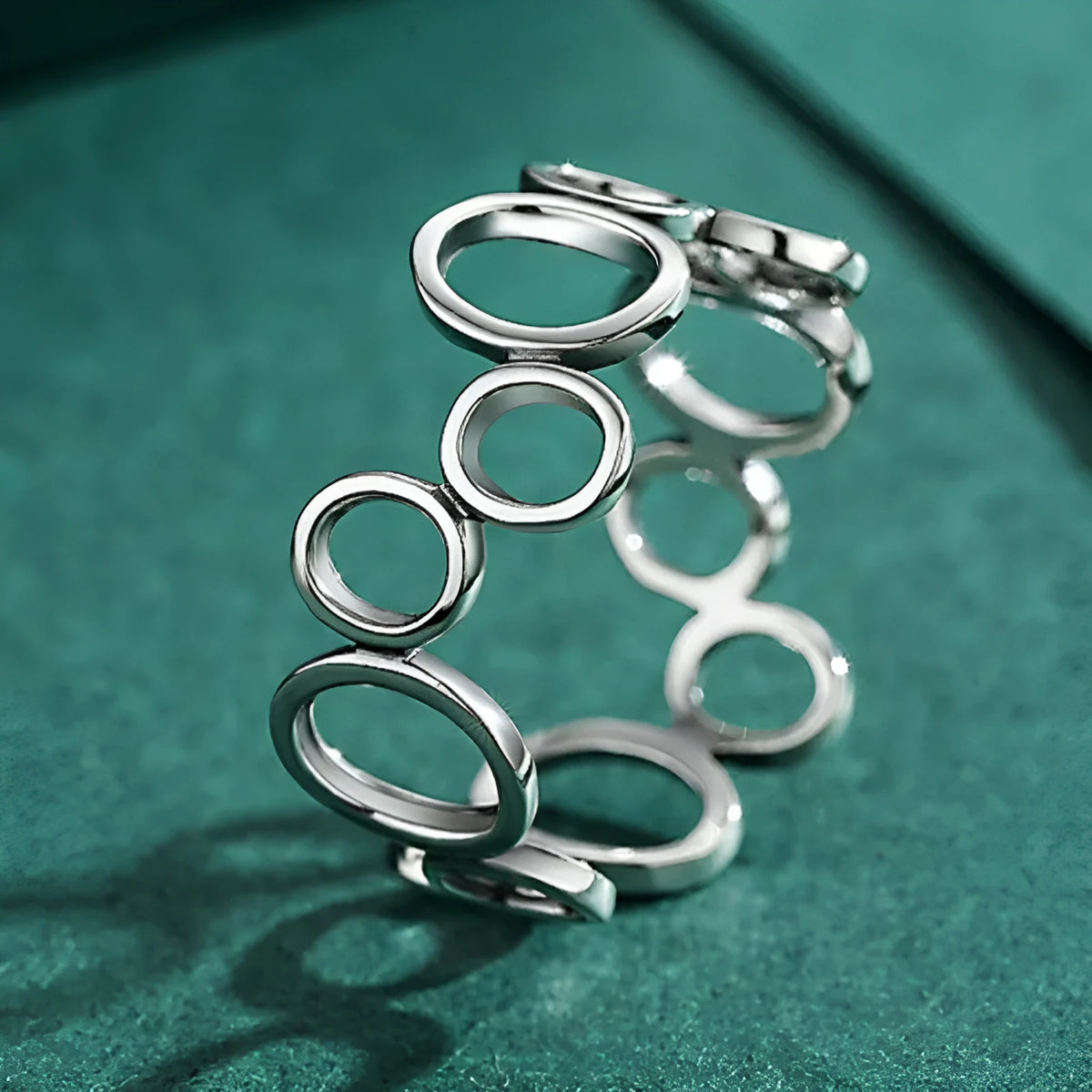 S925 silver geometric ellipse ring for women, US sizes 5-9, plain silver band