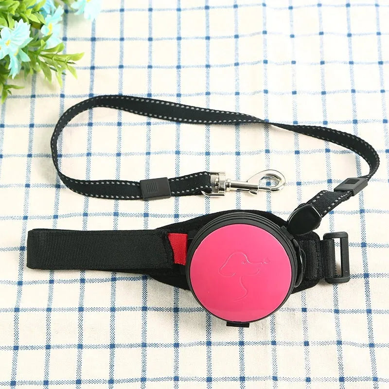 Retractable dog leash extended to 3 metres with explosion-proof mechanism in vibrant orange colour