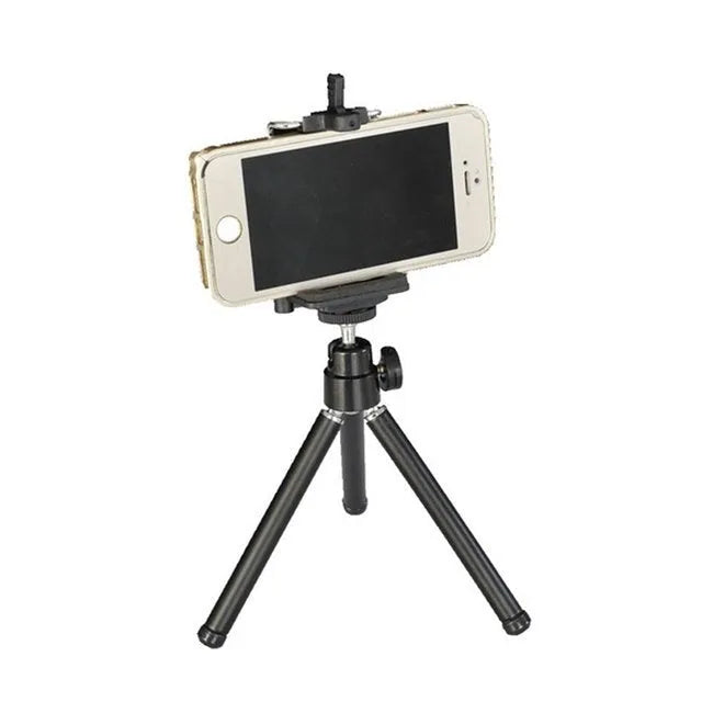 Mini flexible tripod with extendable legs and U-shaped smartphone clip for travel photography