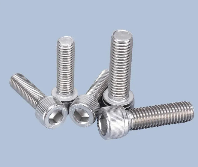 Stainless steel cartridge mounting screw kit with allen keys, nuts, and washers for turntables.