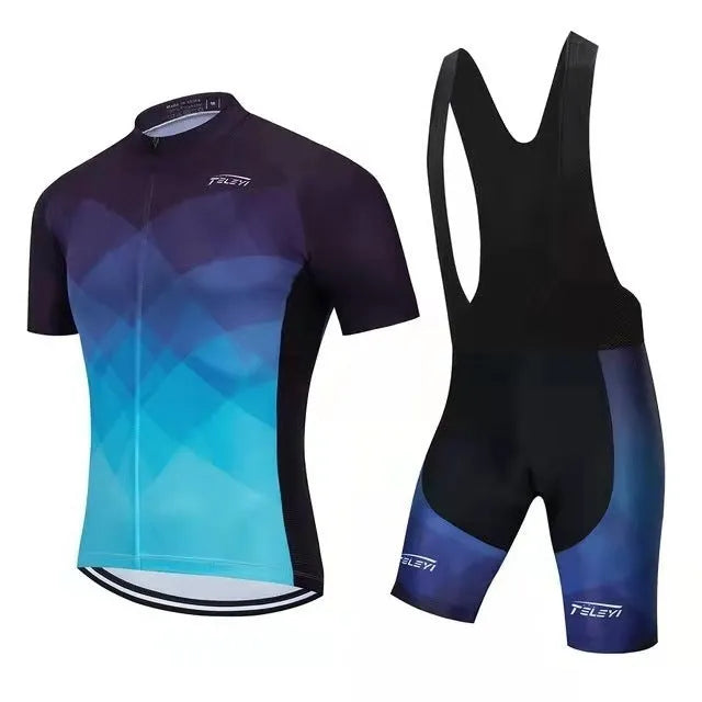 Cycling jersey and pants set for summer riding with moisture wicking properties