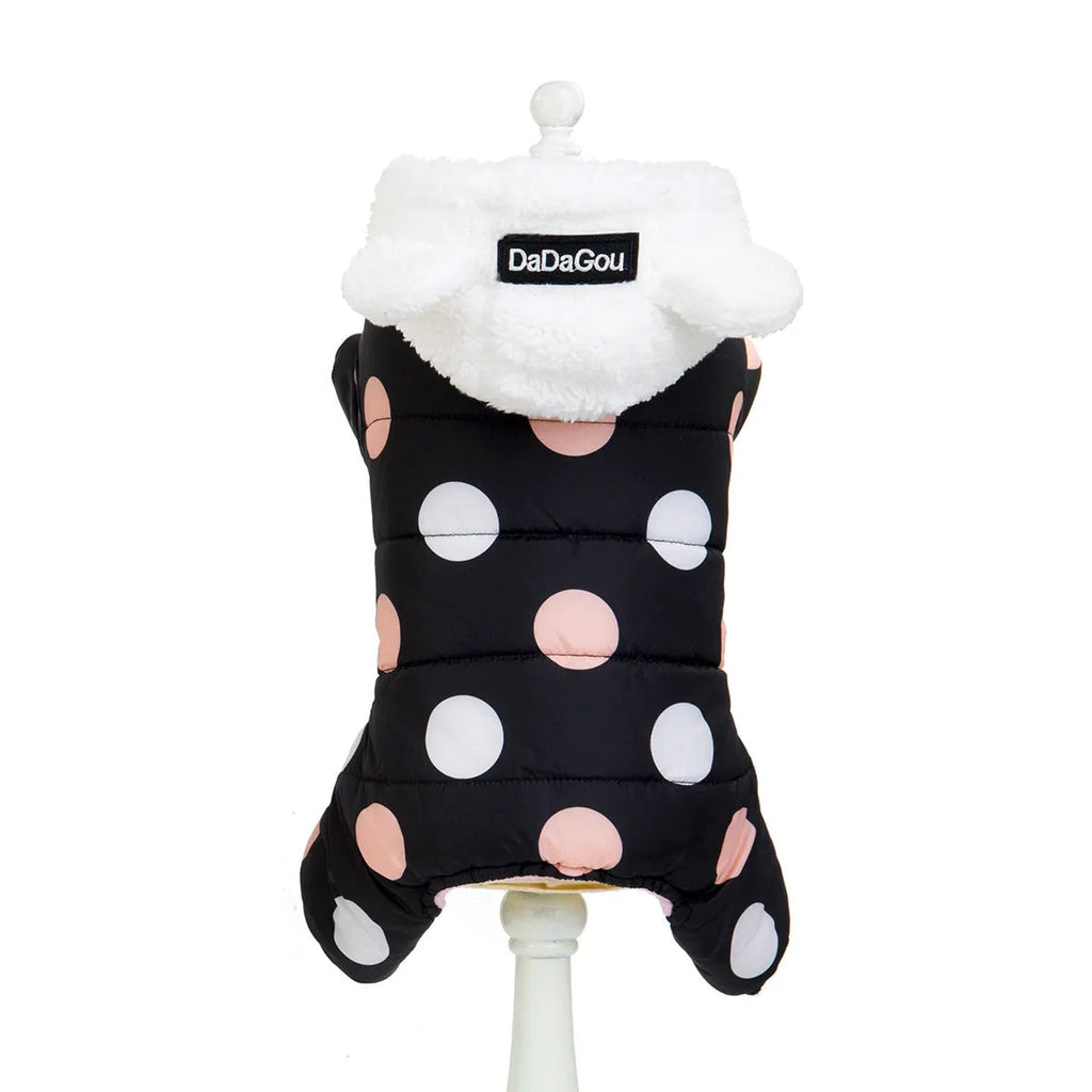 Warm cotton big polka dot four-leg coat in casual style, available in multiple colours and sizes