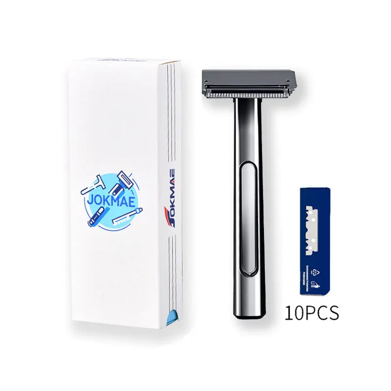 20T double-layer half-blade manual shaver in silver, gun, bronze, or gold-plated purple with 10 blades