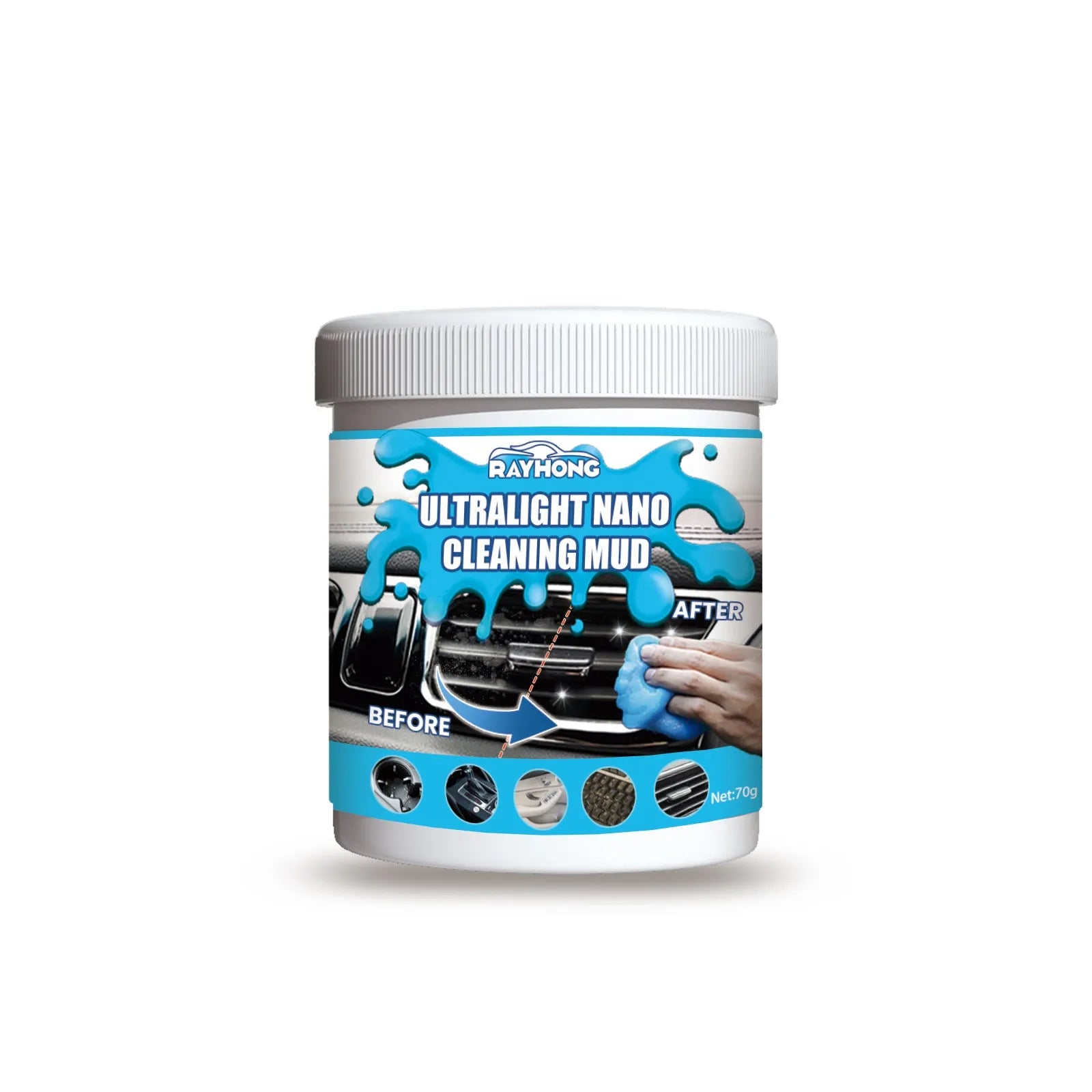 70g car cleaning soft gel adhesive for interior dust removal from dashboard vents and remote controls