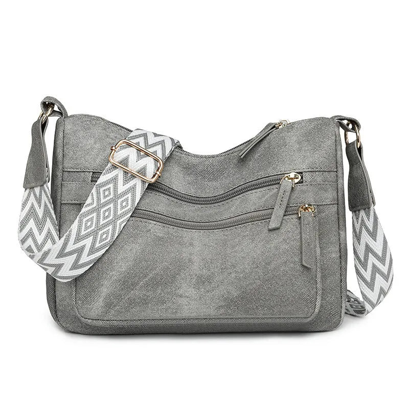 Large capacity one shoulder crossbody bag for women, soft PU leather, waterproof and wear-resistant, outer sandwich pocket, zippered change pocket, available in five colours