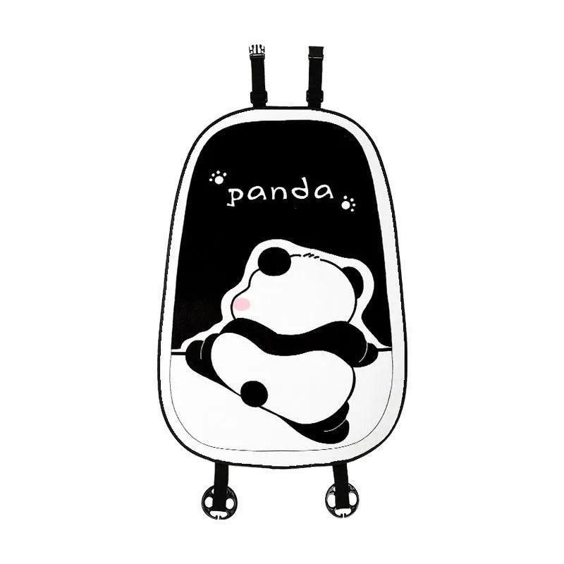 Winter plush panda car seat cushion with elastic hemming and memory foam filler on car seat