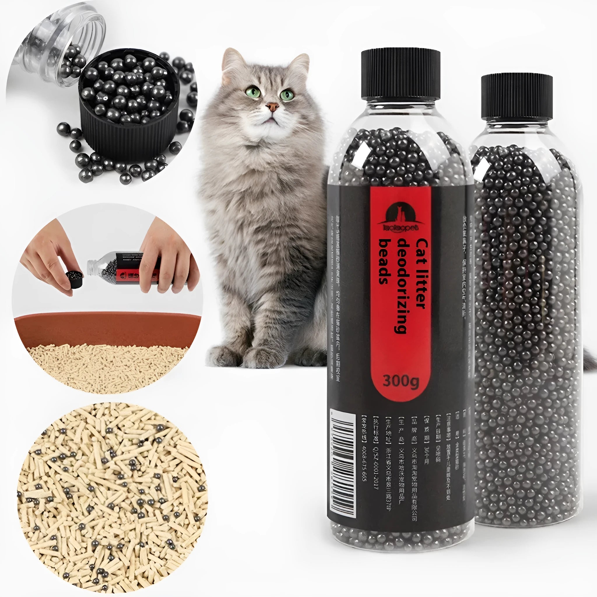 Black cat litter deodorant crystal nano ore pearls in a bottle for odour removal