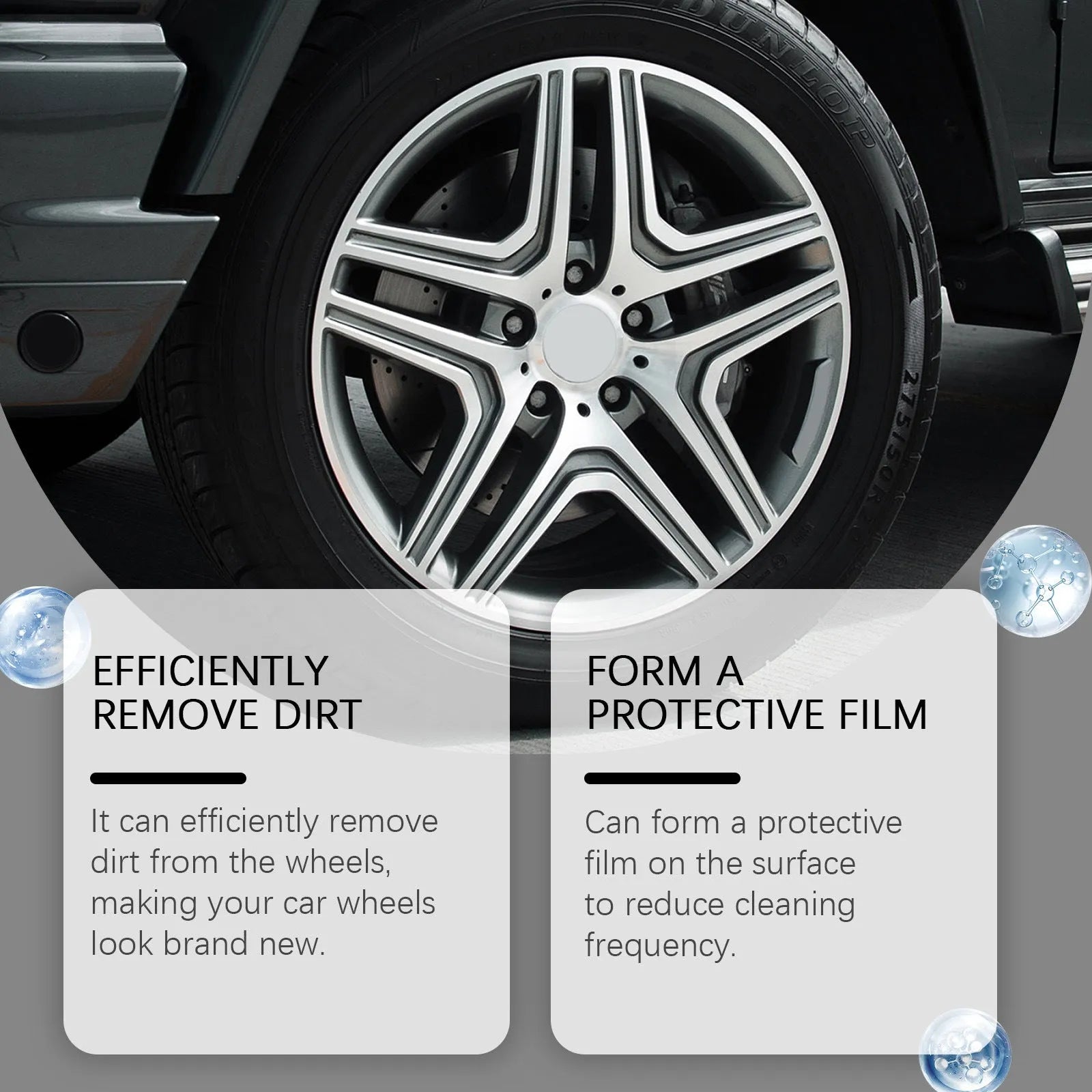 Car wheel cleaning spray 120ml bottle for brake dust and road grime removal