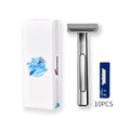 20T double-layer half-blade manual shaver in silver, gun, bronze, or gold-plated purple with 10 blades