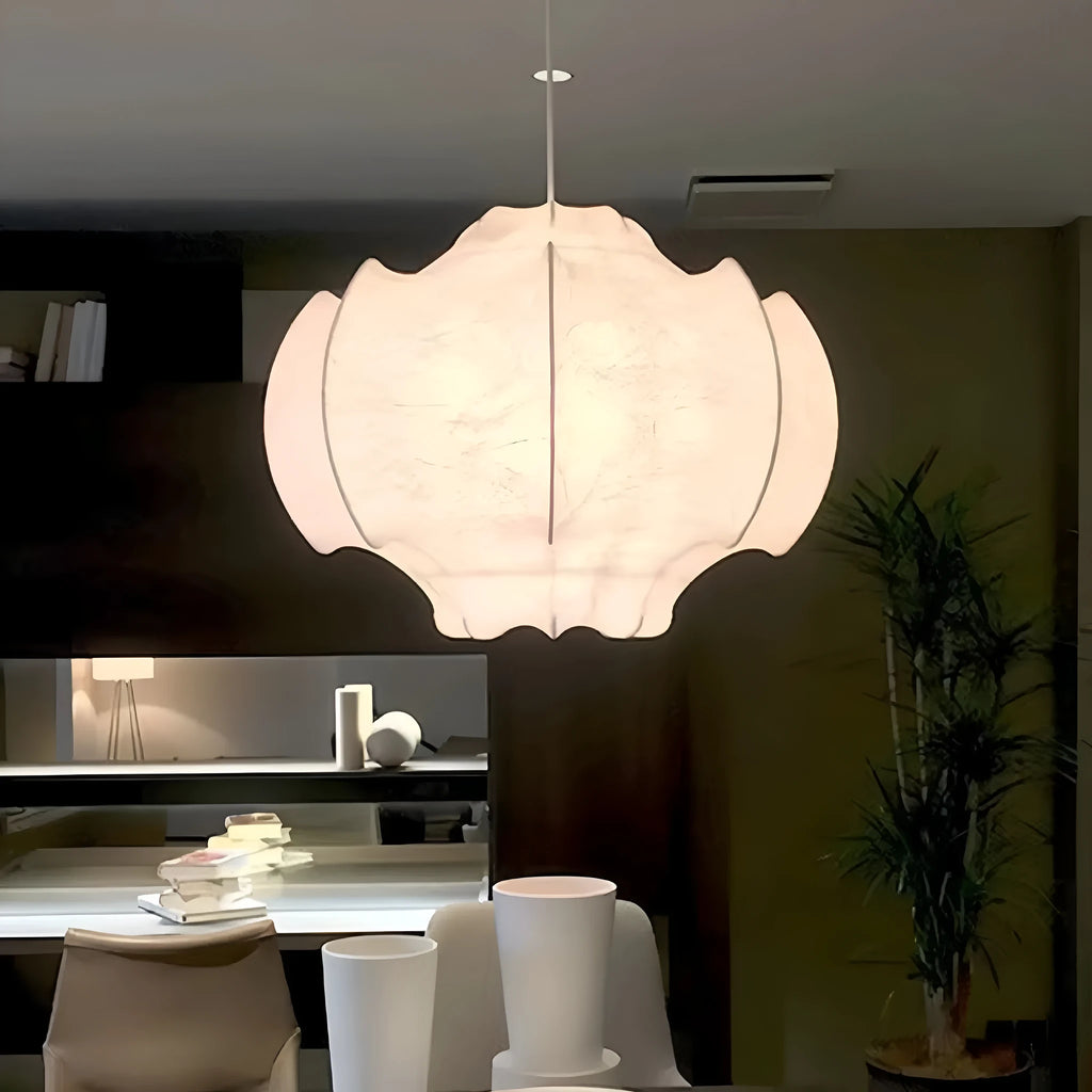 Designer silk chandelier with iron frame and artificial silk shade in silent wind style, three size options 40cm 50cm 60cm