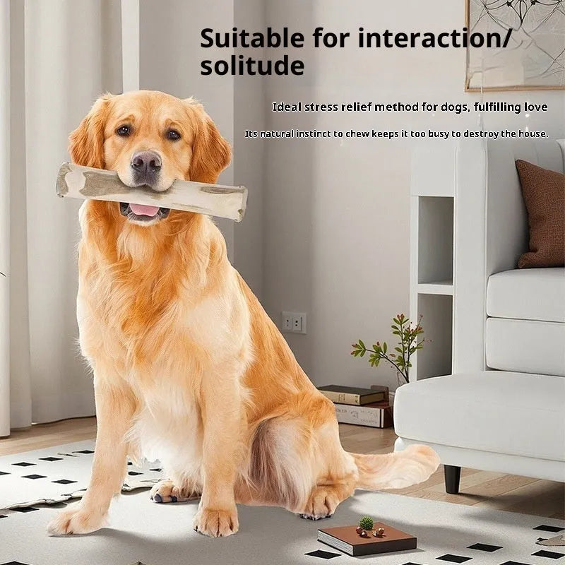 Coffee wood dog chew stick in original colour with twisted style on a neutral background