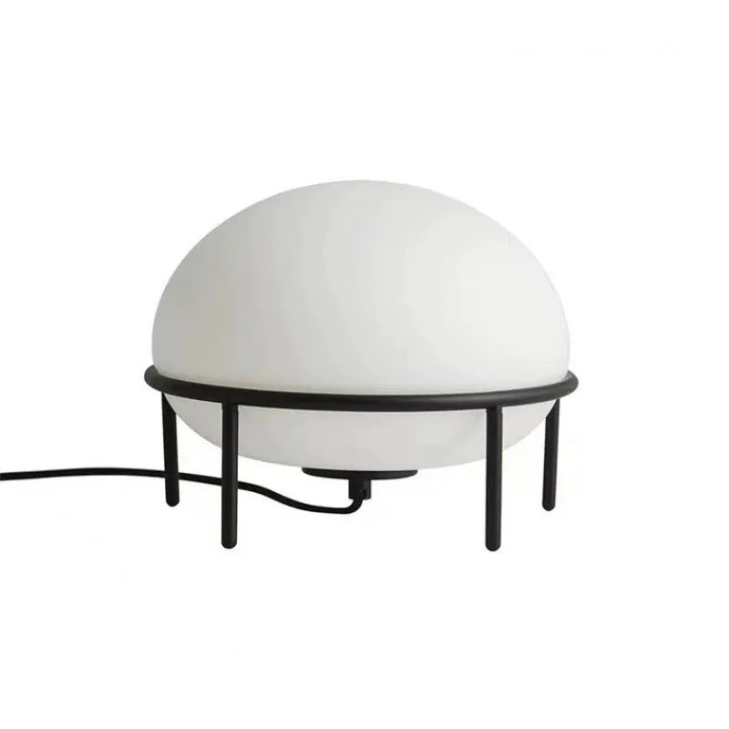 Nordic Japanese style bedside glass lamp with iron base, 300x220mm, modern simplicity