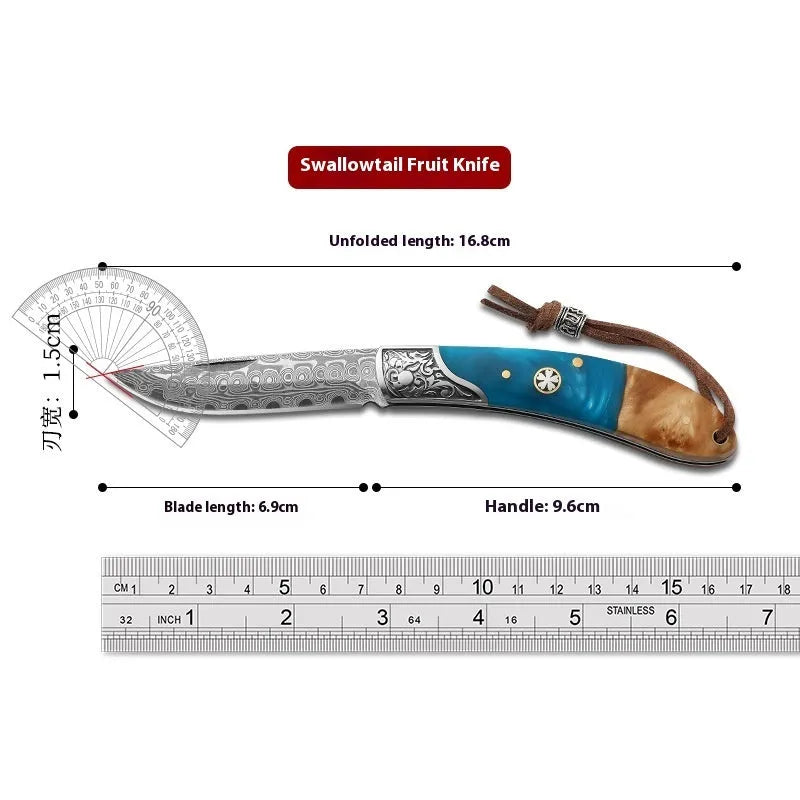 Traditional Chinese folding pocket knife with VG10 steel blade in blue or red