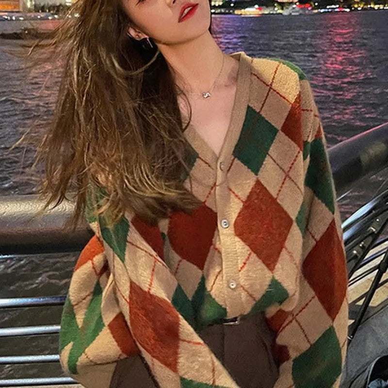 Japanese Korean casual knitted cardigan coat in pink green black khaki macaron colours