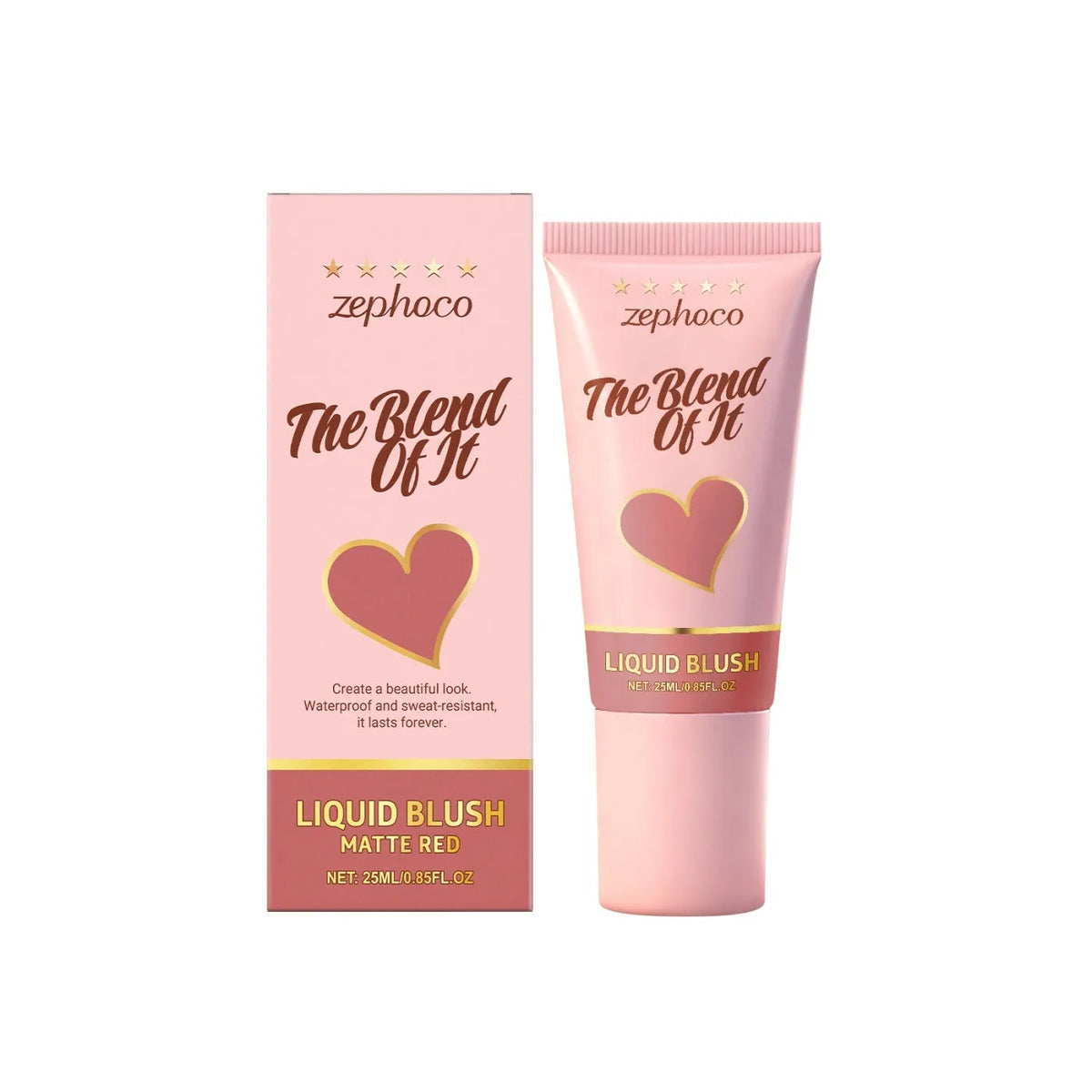 Moisturising liquid blush with hyaluronic acid in five colour options Light red Matte red Pink Purple Red