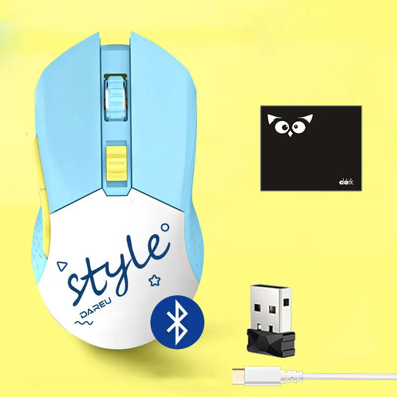 Lightweight wireless wired game mouse with USB connector and mouse pad, available in green