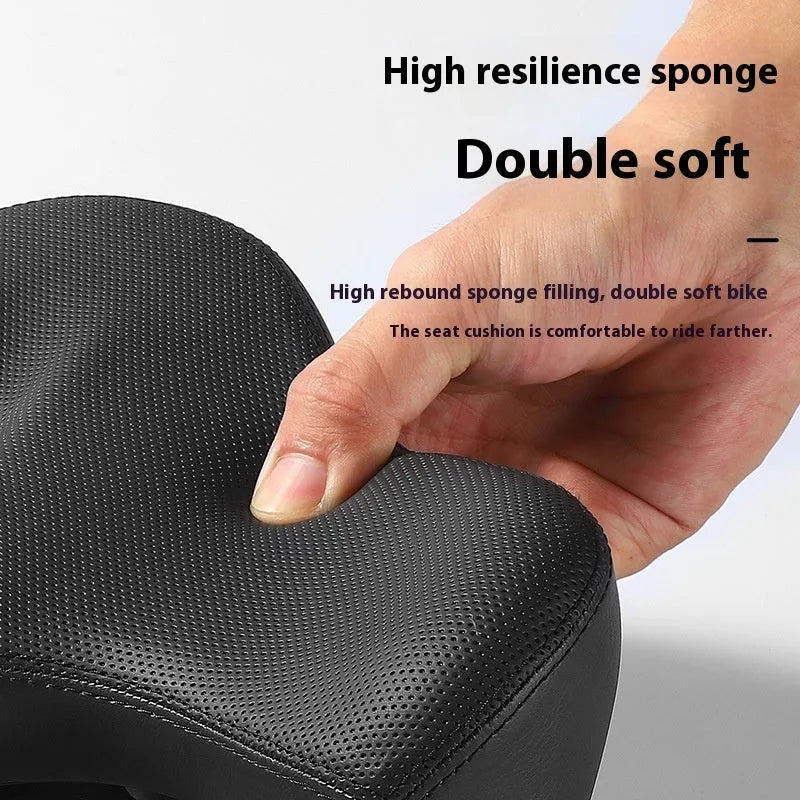 Black bicycle saddle cushion with leather cover and polyurethane foam padding