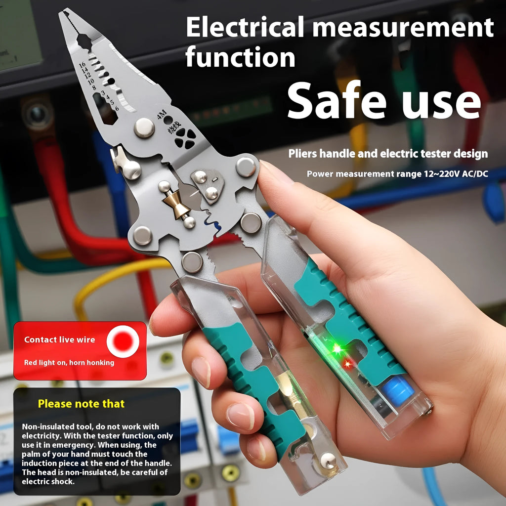 Electricians' pliers wire stripper with pointed shape and rust prevention, available in 215mm or 225mm sizes