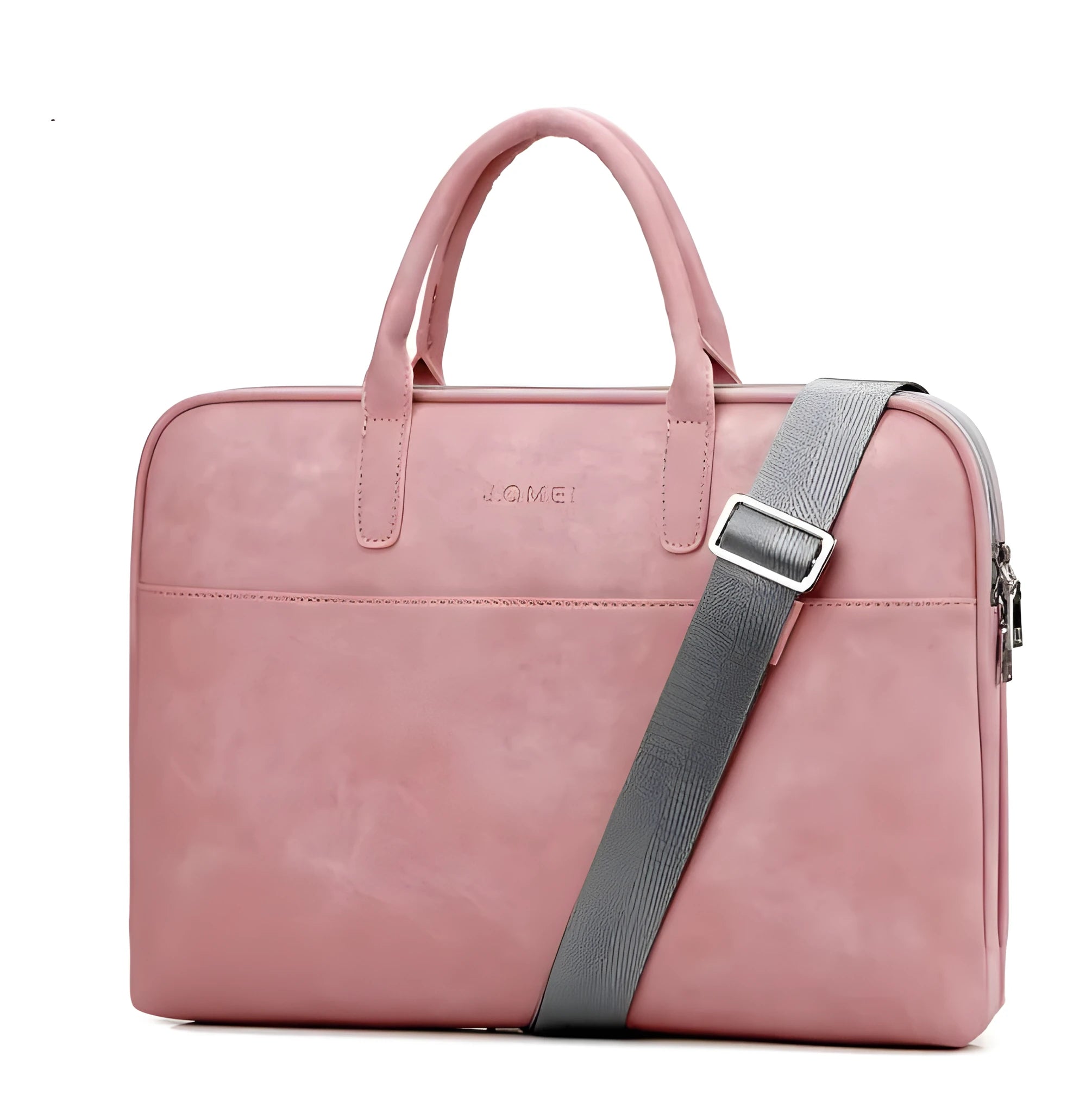 Faux leather laptop bag for women in black with zipper closure, waterproof and shockproof, for 15.6 inch laptop