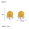 Gold geometric earrings with round design elements in European American ins style