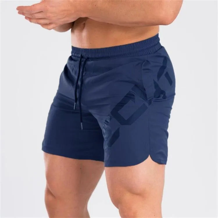 Men's elastic thin quick-dry nylon training shorts in black, available in sizes M to XXL