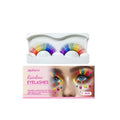 Rainbow coloured false eyelashes with chemical fibre construction and type 0 curl pattern