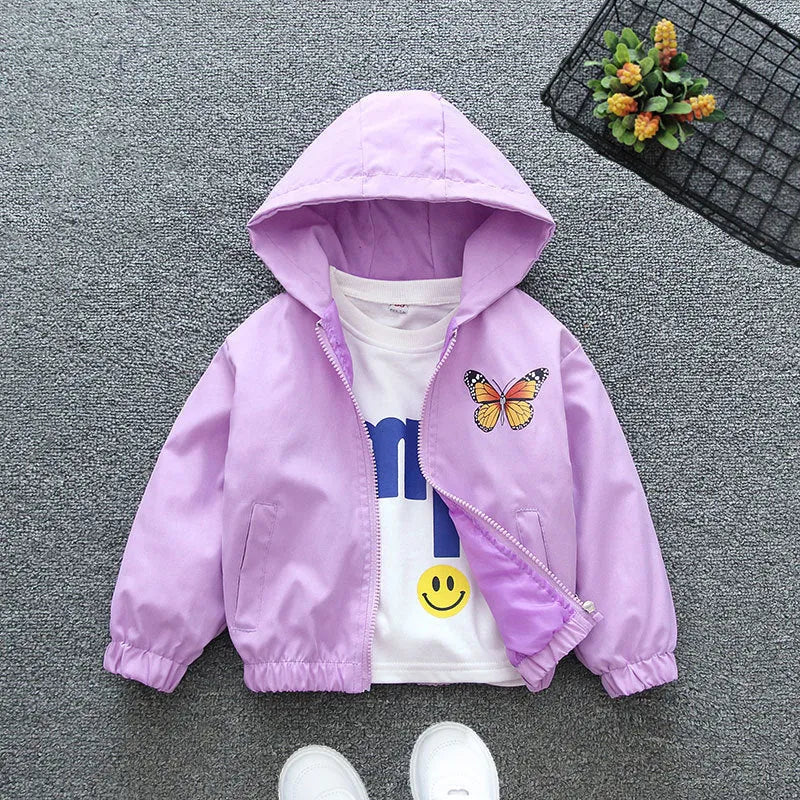 Girls animal print polyester hoodie in pink and purple colours for heights 90-160cm