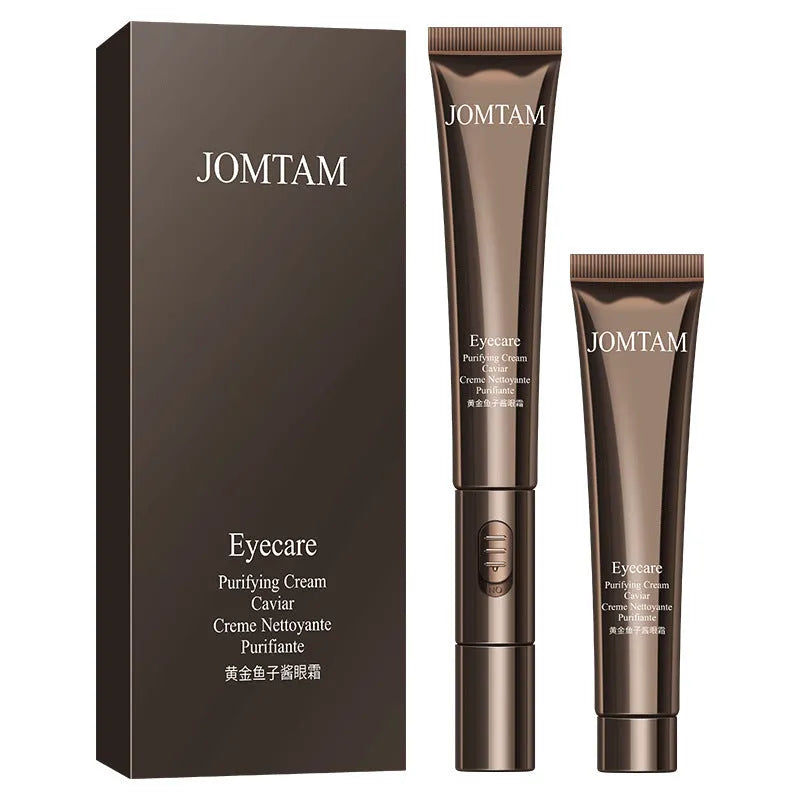 Golden Caviar Eye Cream 20g in white jar with gold accents, suitable for all skin types
