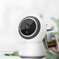 Tuya wireless indoor security camera with 1080P HD, night vision, and PTZ control in black